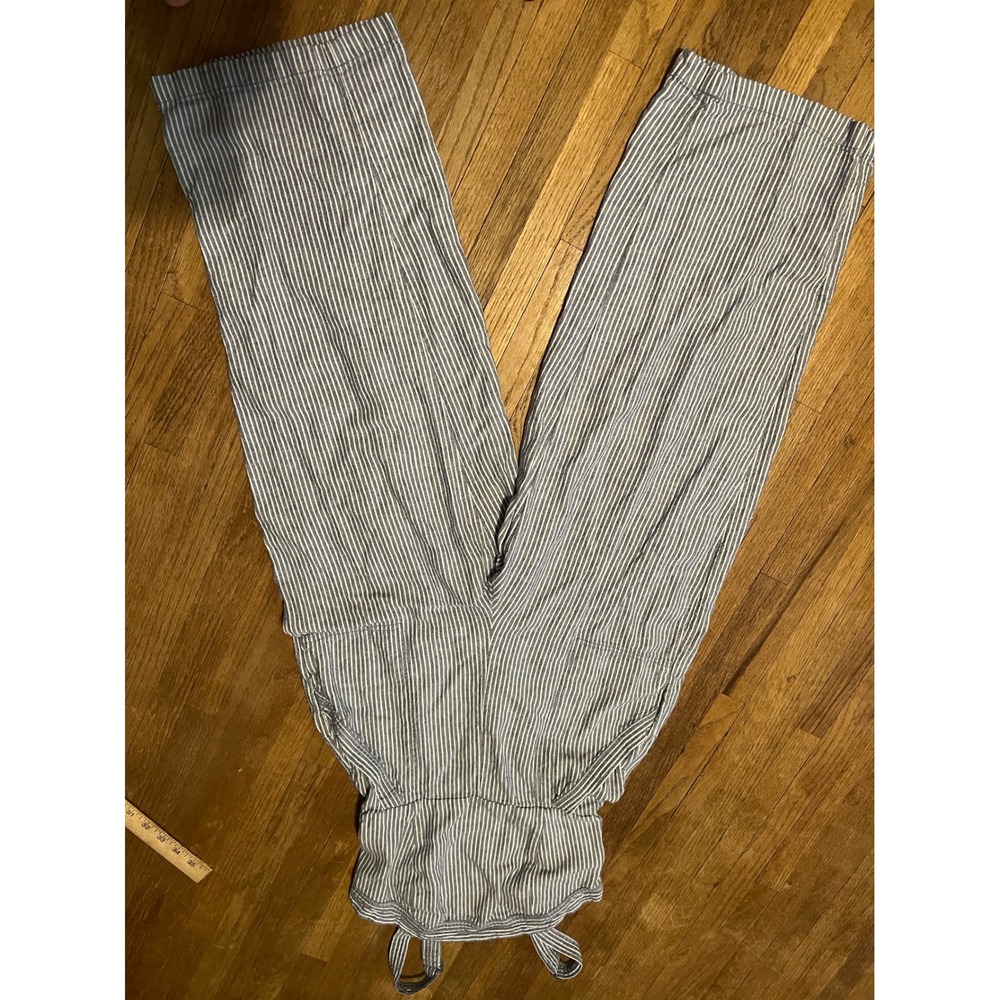 Old Navy Womens XS Cami Jumpsuit Blue White Stripe Linen Coastal Casual